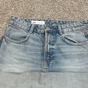 Zara Folded Mini Denim Skirt